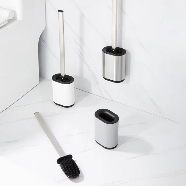 Wholesale 3 Pcs of Stainless Steel Silicone Toilet Brush Set