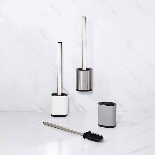 Wholesale 3 Pcs of Stainless Steel Silicone Toilet Brush Set